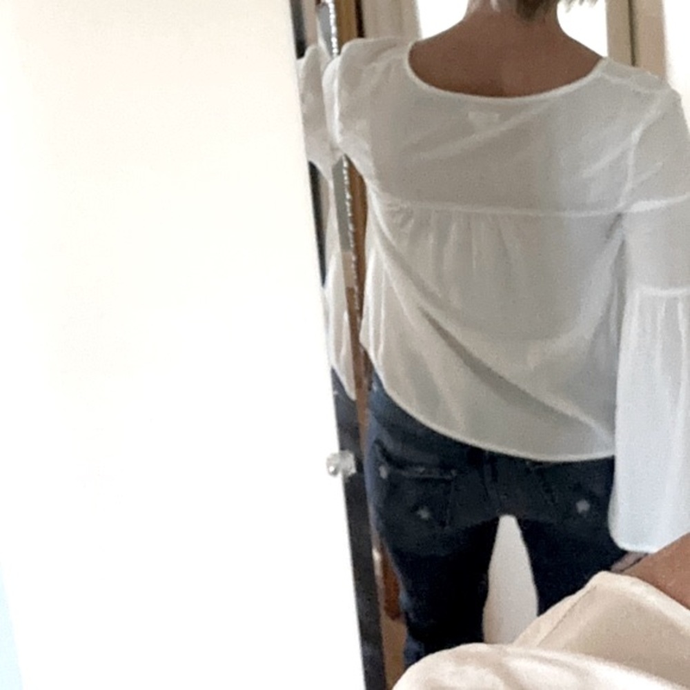 Garage White Boho Peasant Blouse | Lace Detail Bell Sleeves - Picture 7 of 11